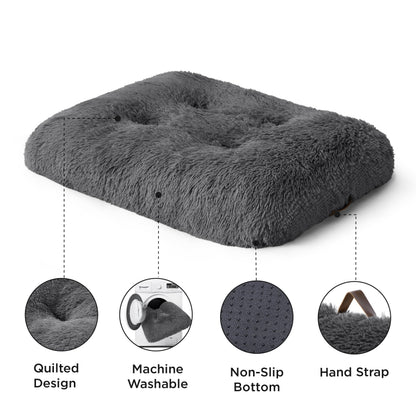 Bedsure Dog Crate Bed Extra Large - XL Fluffy Crate Mattress Washable with Anti Slip Bottom, Dog Anxiety Pillow Cushion for XLarge Pets, Dark Grey, 104x69cm