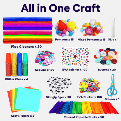 FunzBo Arts and Crafts Supplies Kit for Kids Toddlers Age 4 5 6 7 8 9 - All in One D.I.Y. Crafting Kindergarten Homeschool Supply Set Kids Toys Brithdays Gifts