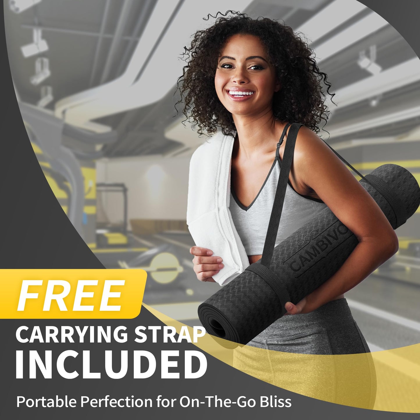 CAMBIVO Yoga Mat for Women Men Kids, 1/3 & 1/4 & 2/5 Inch Extra Thick Yoga Mat Non Slip, 72" x 24" TPE Yoga Mats, Workout Mat with Carrying Strap for Yoga, Pilates and Floor Exercises
