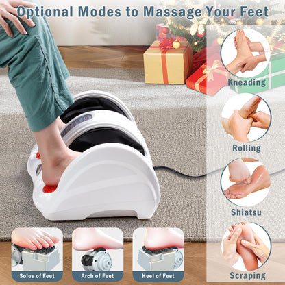 H&B Luxuries Shiatsu Foot Massager Machine with Remote Controller, Kneading and Rolling Home Massagers for Feet, Ankle, Calf, Leg, Ideally for Men, Women, Father, Mom Parents and The Elderly, Red