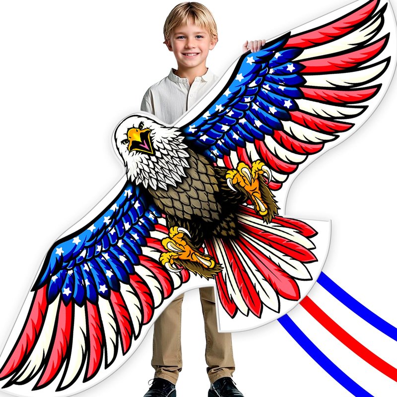SGftre Complete Kite with Handle, Line & Accessories,Easy to Fly for Kids & Adults, Perfect for Beach, Park, Family Outdoor Activities (Eagle Flag, 1)