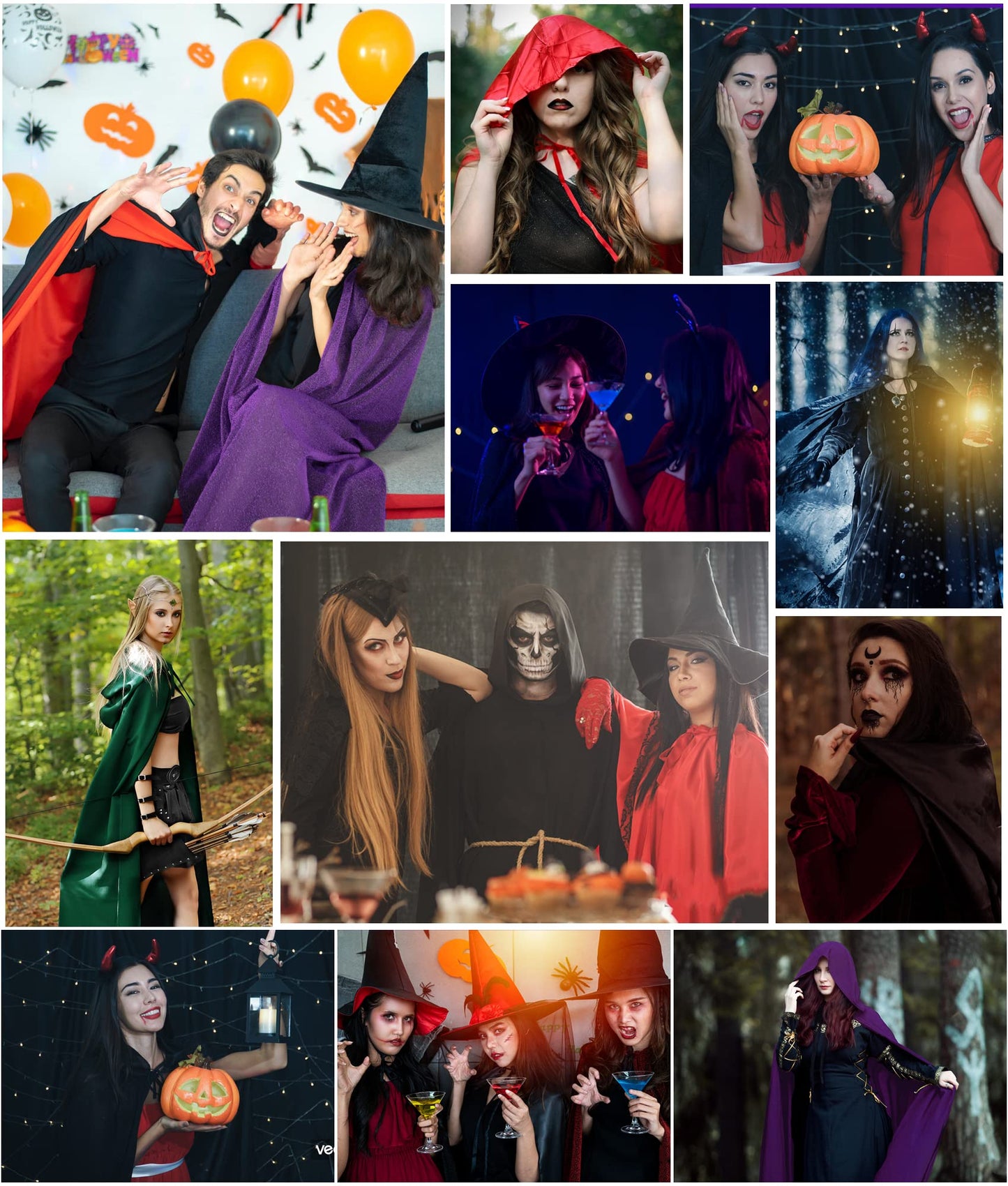 Ammiko Velvet Cape Unisex Cloak with Hood Halloween Costume Hooded cloak Adult Vampire Witch Cape Women Men Green 100cm