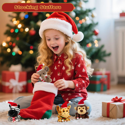 Spoilu 10pcs Stocking Stuffers for Kids - Small Stuffed Animals Bulk, 6.1 Inch Mini Cute Plush Toys, Christmas Tree Decorations, Treasure Box Toys for Classroom