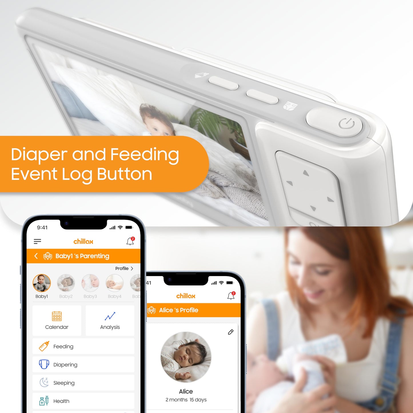 CHILLAX Giraffe Pro Max Baby Monitor – Video Baby Monitor with Full HD 1080p Camera and 5” 720P Video Parent Unit, Privacy Protection Switch, Auto Dimming LED, Gooseneck, 2-Way Audio, Night Vision