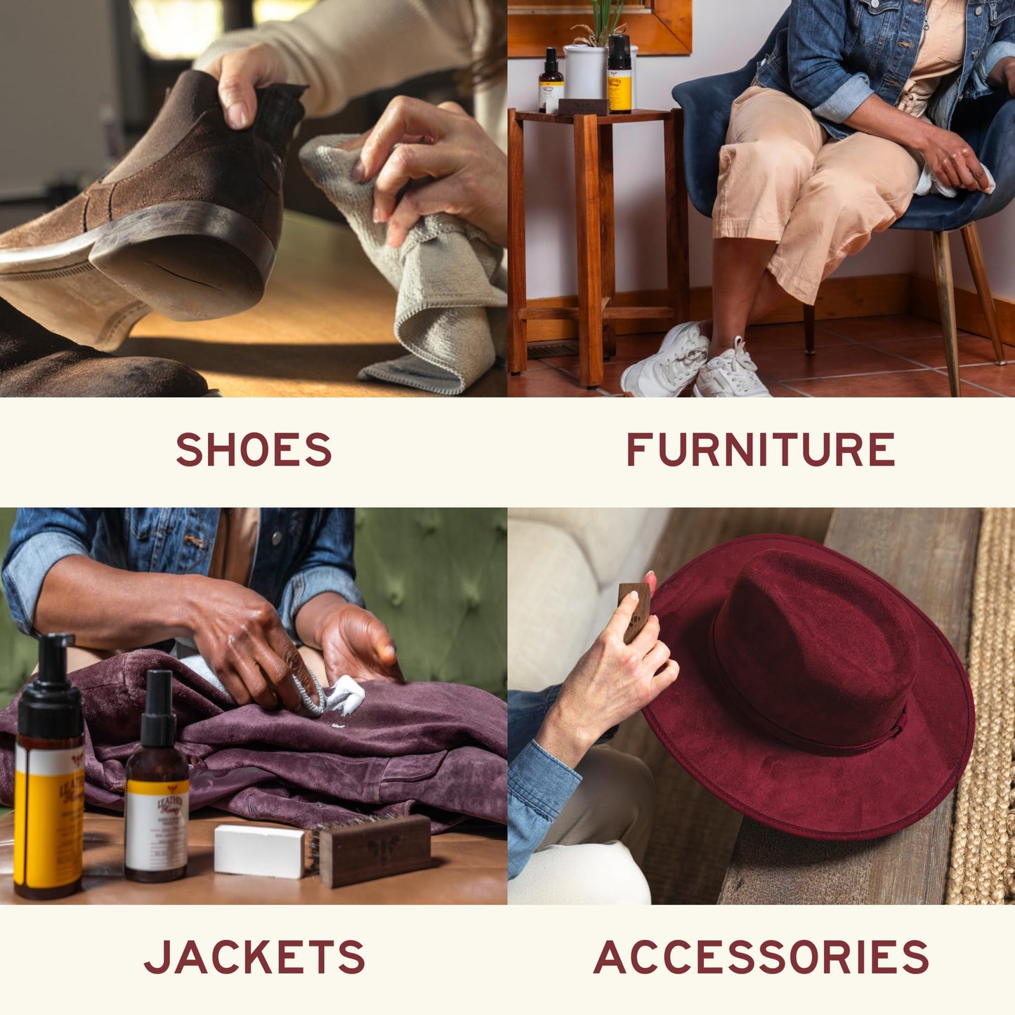 LEATHER Honey Suede & Nubuck Care Kit: Cleaner, Protector, Suede Brush & Eraser: Clean, Protect & Restore Shoes, Boots, Uggs, Furniture, Jackets, Bags and Apparel. Safe for Any Color