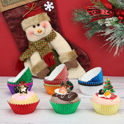 BAKHUK 500pcs Cupcake Liners for Baking, Foil Cupcake Liner, Standard Size 2 Inches 10 Colors Cupcakes Liners