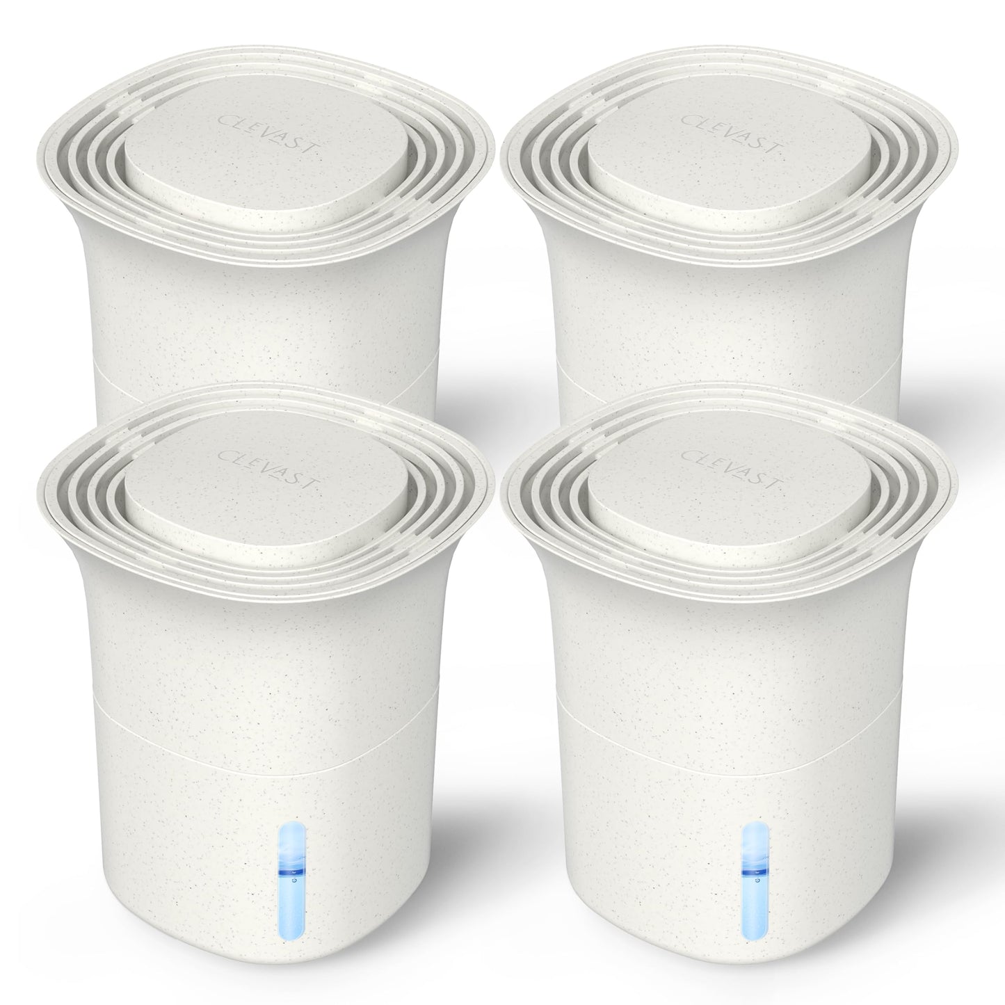 CLEVAST Refillable Moisture Absorber Bucket, 12.5 oz, 4 Pack, Refills Cups Humidity Absorbers for Closet, Reusable Dehumidifier Box Removes Moisture, Damp and Humidity for Wardrobes, Bathrooms