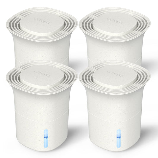 CLEVAST Refillable Moisture Absorber Bucket, 12.5 oz, 4 Pack, Refills Cups Humidity Absorbers for Closet, Reusable Dehumidifier Box Removes Moisture, Damp and Humidity for Wardrobes, Bathrooms