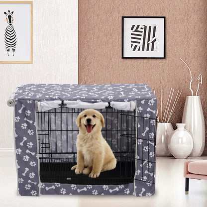 Dog Crate Cover Durable Polyester Pet Kennel Cover Universal Fit for Wire Dog Crate - Fits Most 42 inch Dog Crates - Cover only-Sky Gray-42