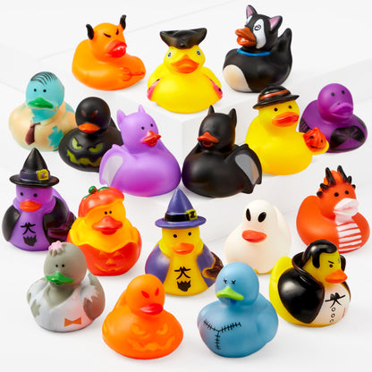 JOYIN 18 PCS Halloween Rubber Ducks, Halloween Ducks for Halloween Goodie Bag Fillers, Rubber Duckies Baby Bath Toys for Halloween Party Favors Decorations, School Classroom Game Prizes