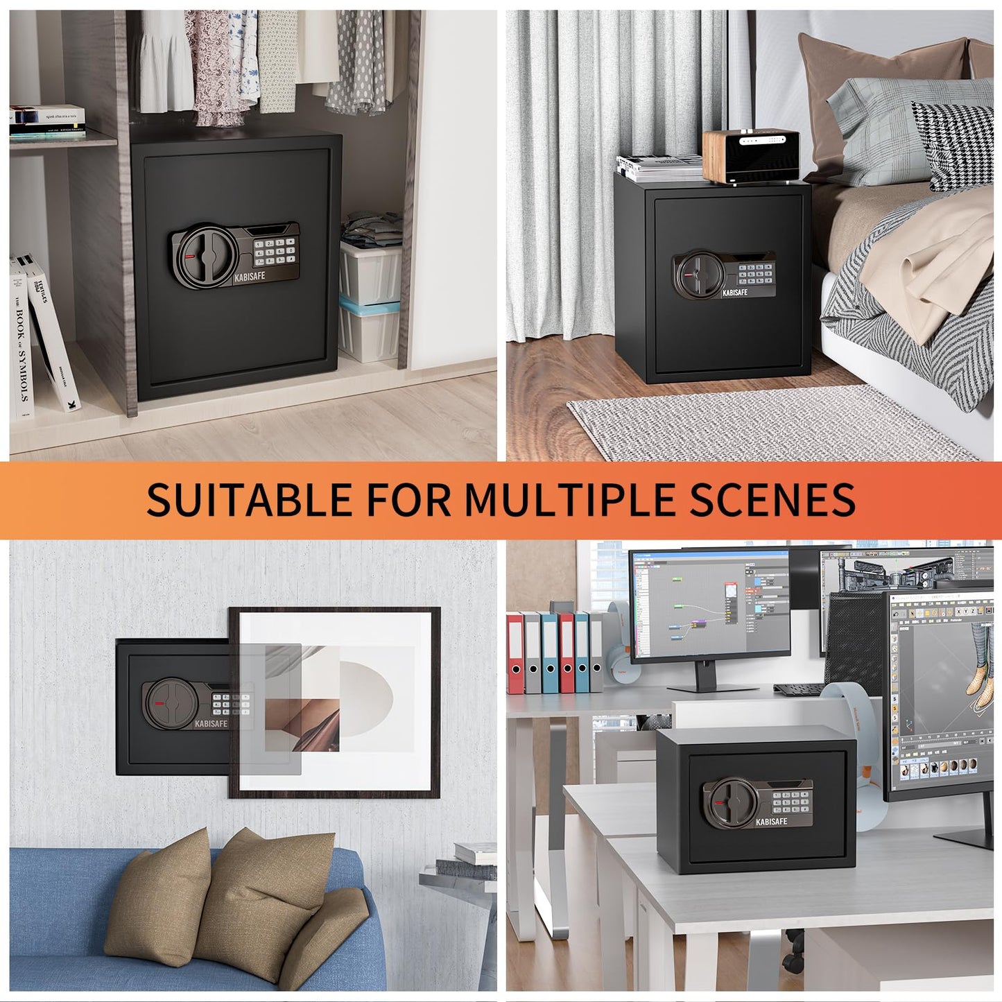 KABISAFE Safe Box, 2.0 Cubic Ft Safe Anti-Theft with Digital Keypad Security Key Lock Sensor Light for Home Hotel Office Document Jewelry Money Storage Safety Box