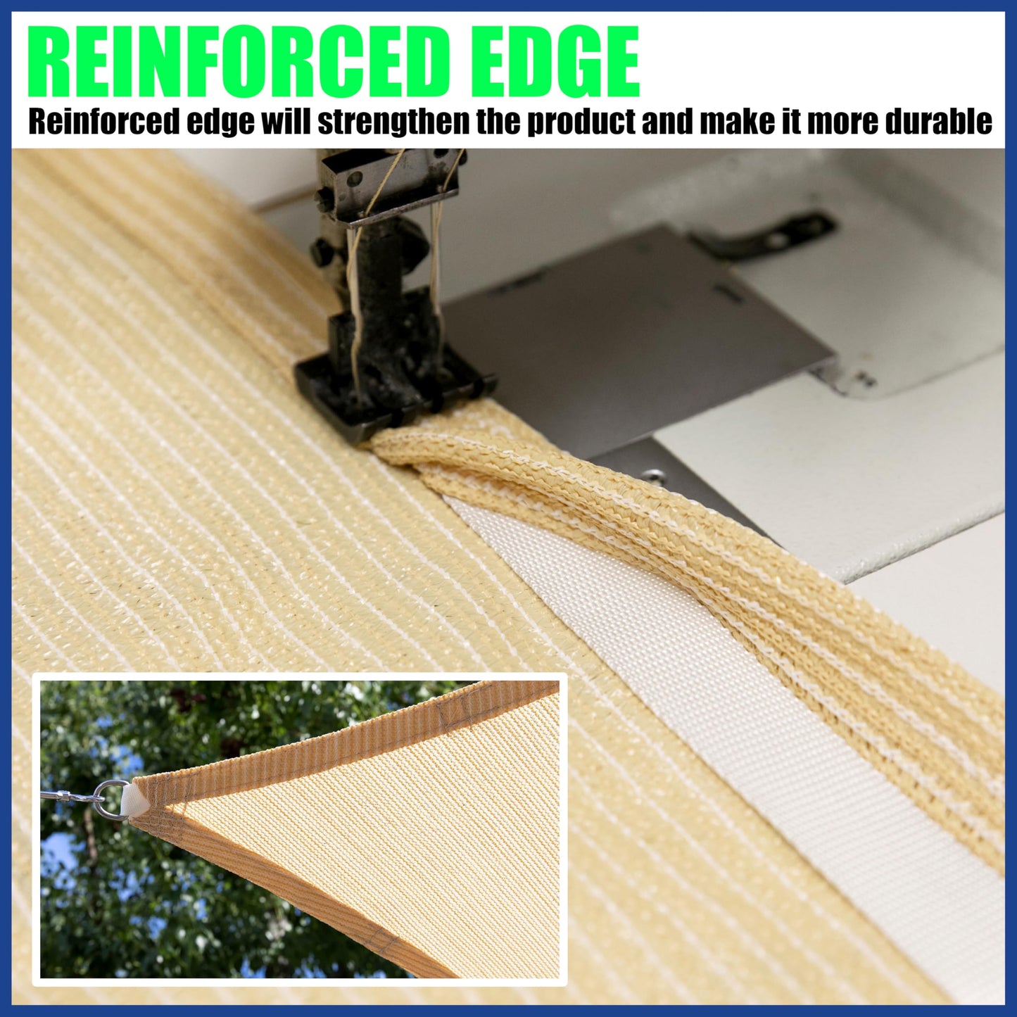 ShadeMart 16' x 16' Beige Sun Shade Sail Square Canopy Fabric Cloth Screen, Water and Air Permeable & UV Resistant, Heavy Duty, Carport Patio Outdoor - (We Customize Size) SMSL