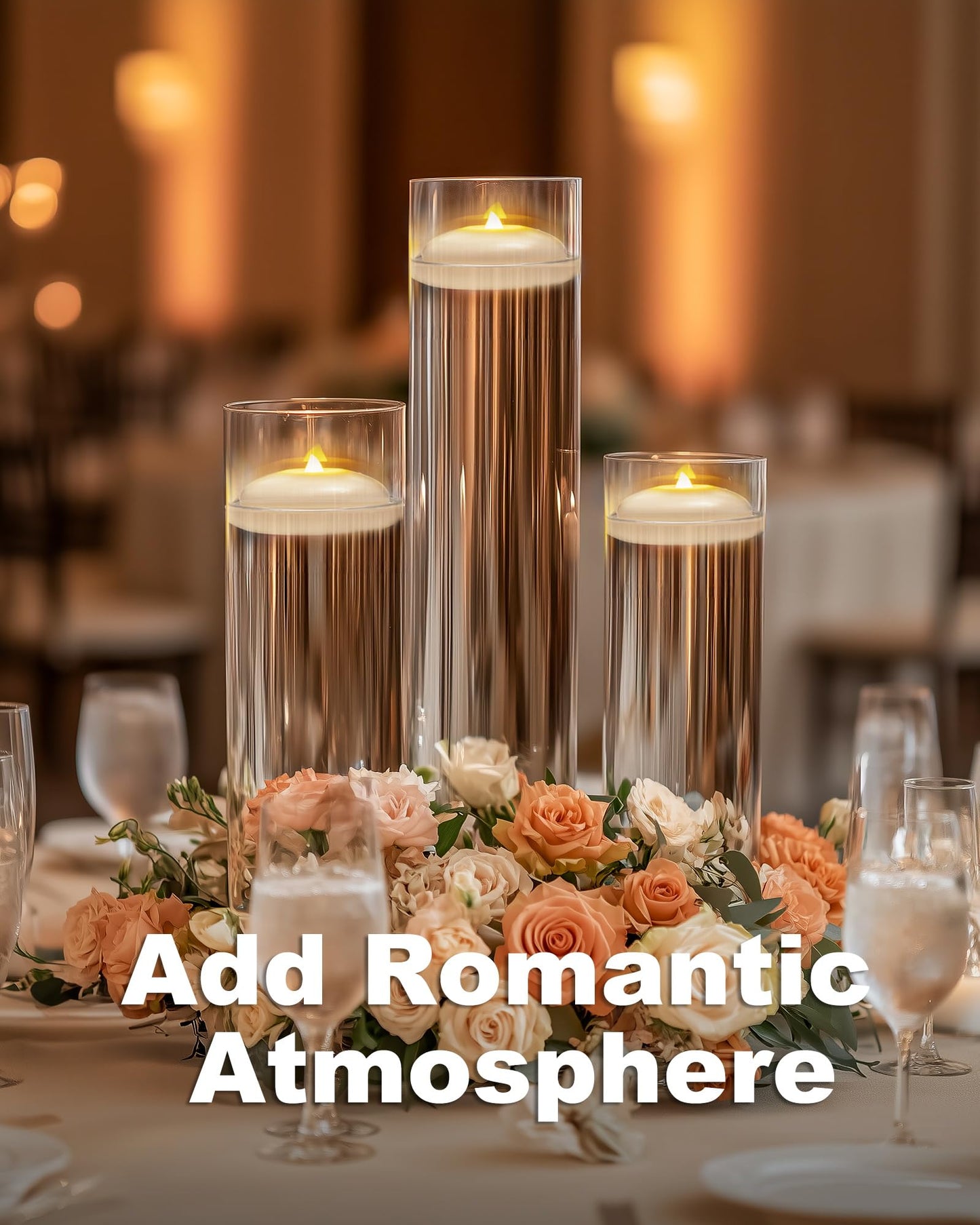 5plots Flameless Floating Candles 3 Inches White Waterproof Led Tealights for Wedding Vases Centerpieces Party Proposal Pool Decor Decoration 200 Hour (24 Pack)