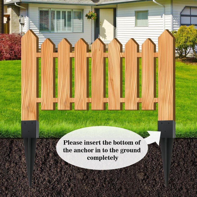 1 Pcs 4"x4" Fence Post Anchor Ground Spike,(Internal 3.6"x3.6"),Metal Post Stake Ground 16" with Black Powder-Coated,Fence Stakes Post Base for Deck,Fence,Porch,Railing,Mailbox.