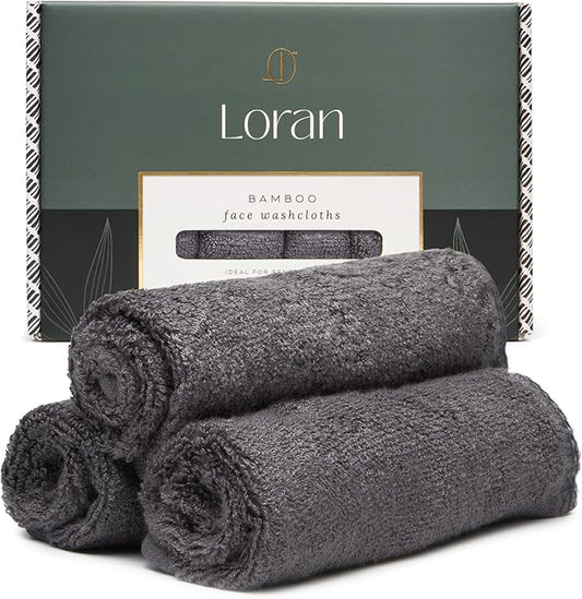 Charcoal Grey Washcloths Set of 6 Soft Facial Cloths 10” x 10” 100% Viscose