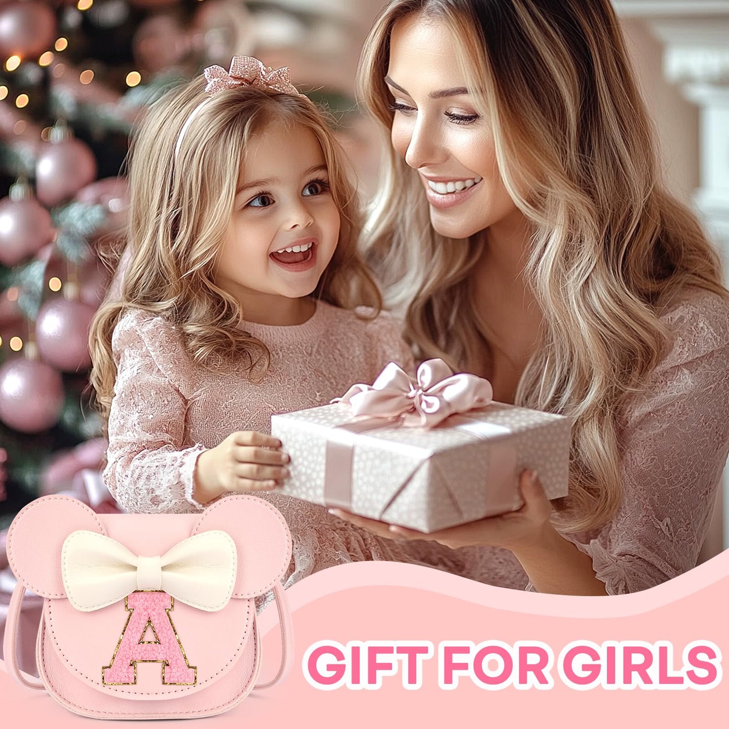 mibasies Toddler Purse Girl Gifts: Birthday Gifts for Girls 3-8 - Little Kids Gifts Mini Mouse Ears Bow Purse (Pink P)