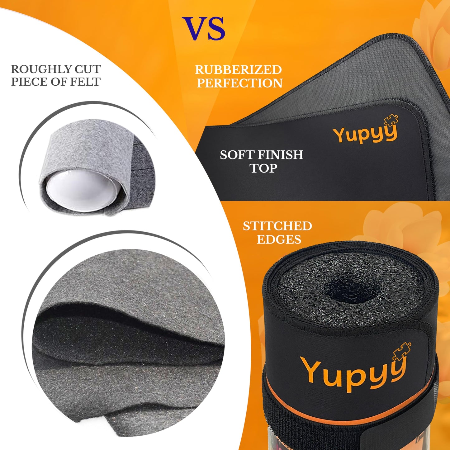 Yupyy Puzzle Mat Roll Up – Large 46"x26" Portable Puzzle Organizer for Up to 1500 Pieces – Protect Finished & Unfinished Jigsaw Puzzles Without Creases – Non-Slip Rubber Felt Mat