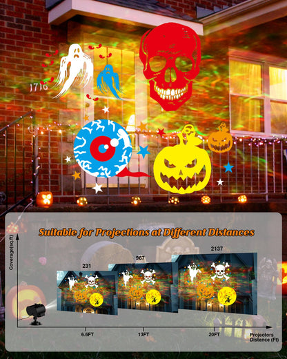 2025 Upgrade Halloween Christmas Projector Lights Outdoor, COOLWUFAN 2-in-1 Holiday Projector Lights Decorations, 30 Bright HD Effects (20 Slides) Projection Light for Xmas Party Garden Yard Decor
