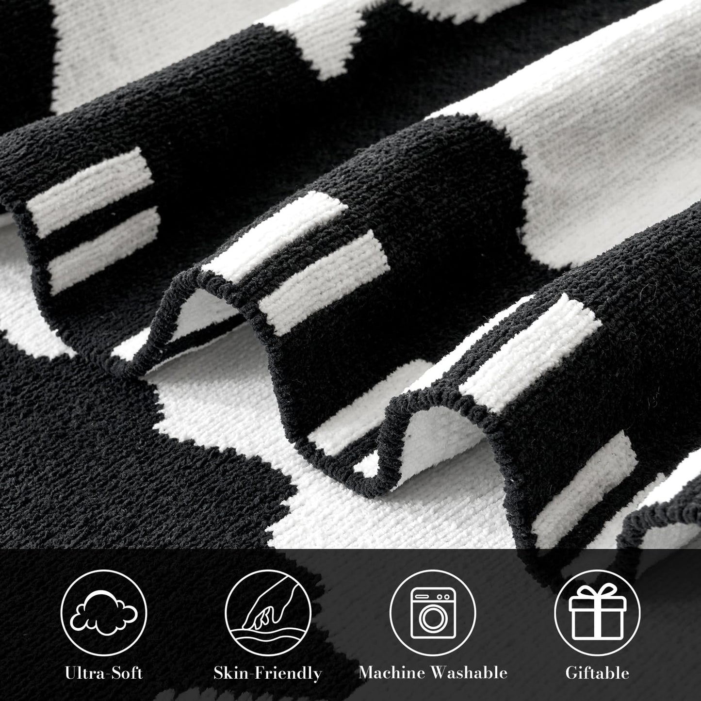 Amélie Home Reversible Halloween Throw Blanket for Couch, Spooky Halloween Ghost Cute Terror Scence, Chenille Knit Soft Cozy for Bed Sofa Home Decor Gifts, 50" x 60", Ghost