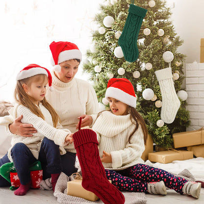 KaKaPops Christmas Stockings, 18 Inches Knit Christmas Stockings Xmas Hanging Stockings for Family Christmas Decorations