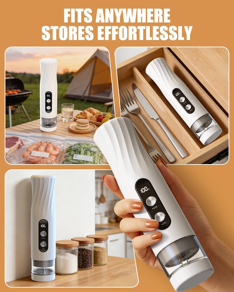 RIWUSI Portable Vacuum Sealer for Food with Visible Water Tank, 60kPa Powerful Handheld Vacuum Sealer Machine, One-Touch Auto Seal & Pulse Mode for Delicate Foods, Includes 20 Reusable Bags