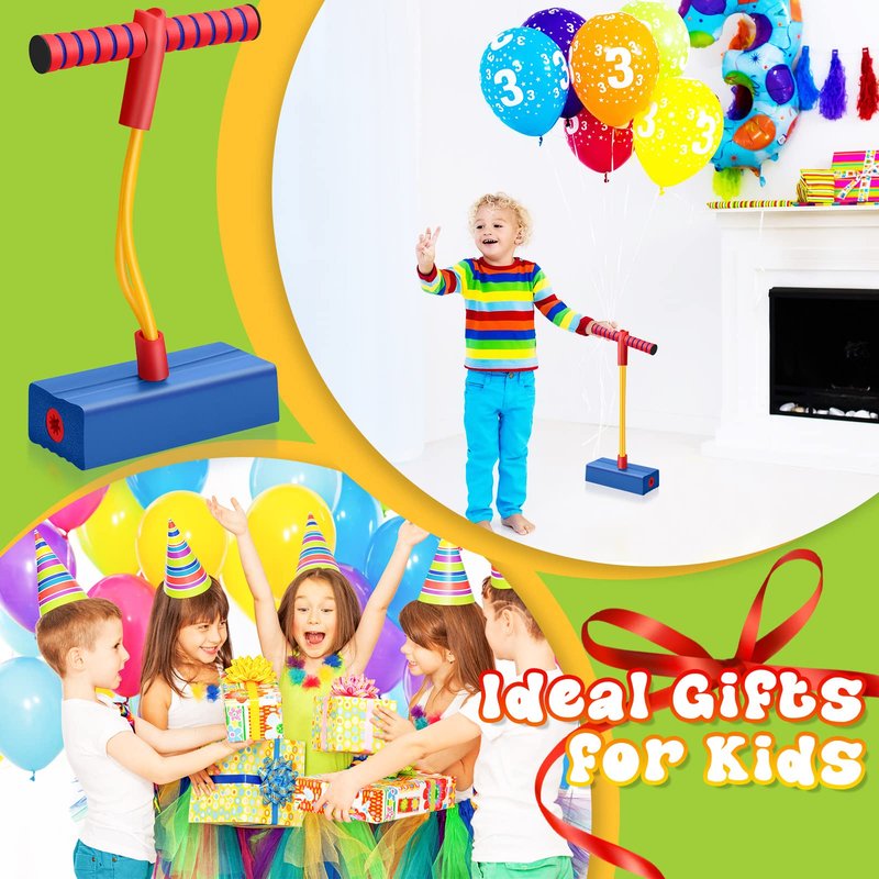 Jerify 3 Pcs Pogo Stick Foam Jumper Toy Foam Pogo Fun and Safe Jumping Stick for Kids Ages 3 and up Outdoor Indoor Toys Gift for Christmas, Makes Squeaky Sounds with Each Hop, Supports up to 250lbs