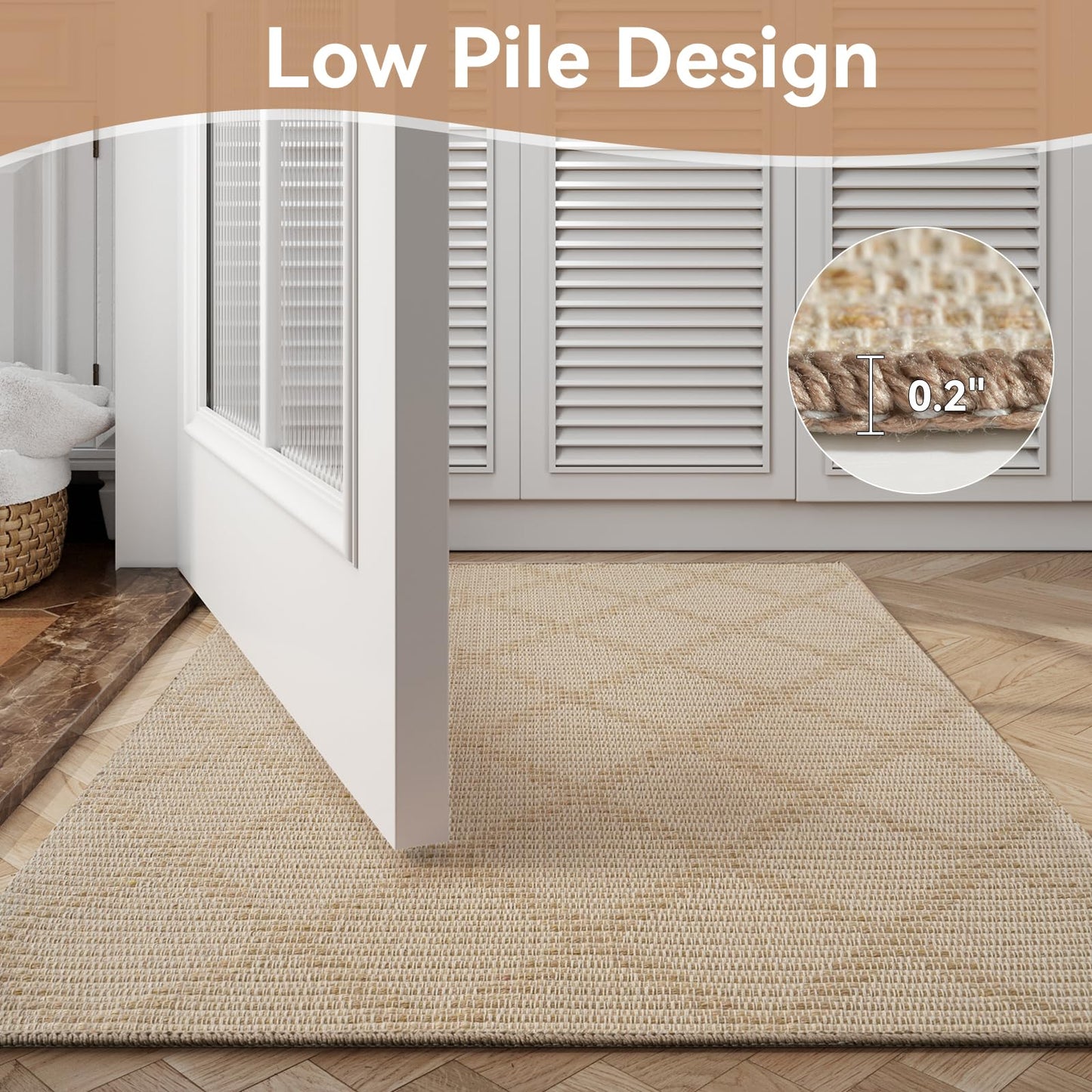 QiCaiJia 2x6 Washable Rug, Non Slip Runners for Hallways, Ultra Thin Woven Floor Mat, Boho Cotton Kitchen Rugs for Living Room Bedroom Dining Room Entryway (2'x6', Brown)