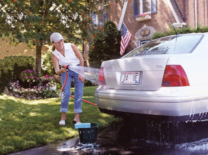 Dramm Revolver Heavy Duty 9 Pattern Quick Click Adjustable Garden Hose Spray Nozzle with Trigger Style Handle, for your Car, Boat, Deck, Sidewalk, Flowers and Young Trees, Green