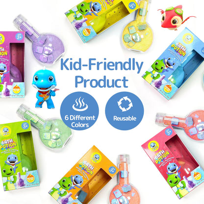 Bath Toys for Kids Potion, SWCANDY 6 Pack Bath Bombs Fun Time Bathtub Colorful Bubble Foam Boys Girls with Indoor Outdoor Scientific Soap Magical Nontoxic Fizzes Eruption Age 4-8 Years Old Toddler