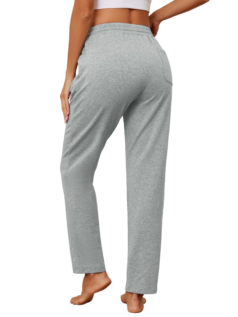 SEVEGO Women's Sweatpants Tall Cotton Yoga Lounge Casual Open Bottom Soft Workout Zipper Pocket Joggers,36",Light Grey,XXL