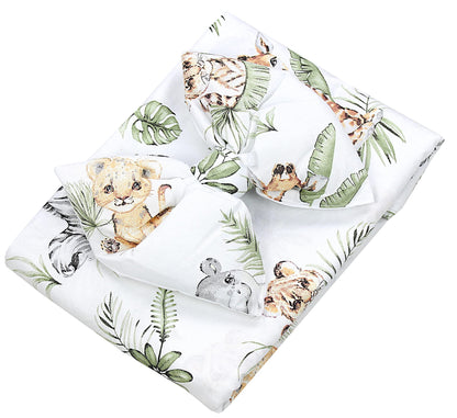 TupTam Baby Cot Canopy with Crown and Bow, Safari/Lion/Brown/Leaves/Green, ca. 160x240 cm