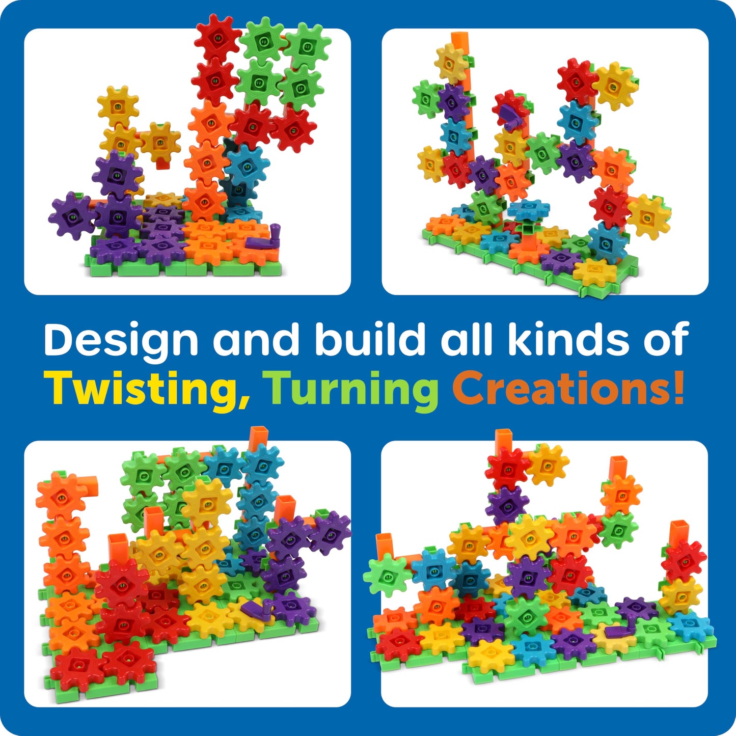 Learning Resources Gears Gears Gears, Deluxe Beginners Building Set, 100 Pieces, STEM Construction Toy for Kids, Building Toy, Develops Fine Motor Skills, Gifts for Boys & Girls Aged 3 4 5