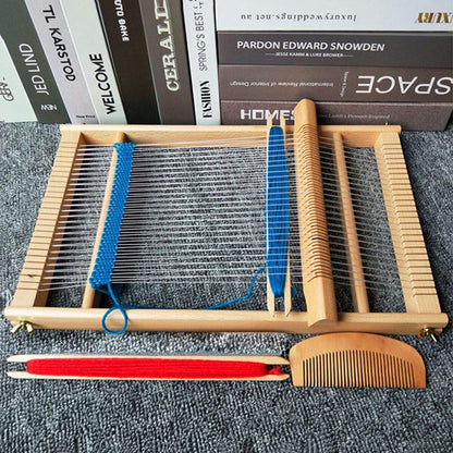 Kitchnexus Wooden Weaving Loom Kit 40 x 26 cm Multi-Craft Lap Frame Hand-Knitted Woven Set DIY for Kids Adults Beginners Children