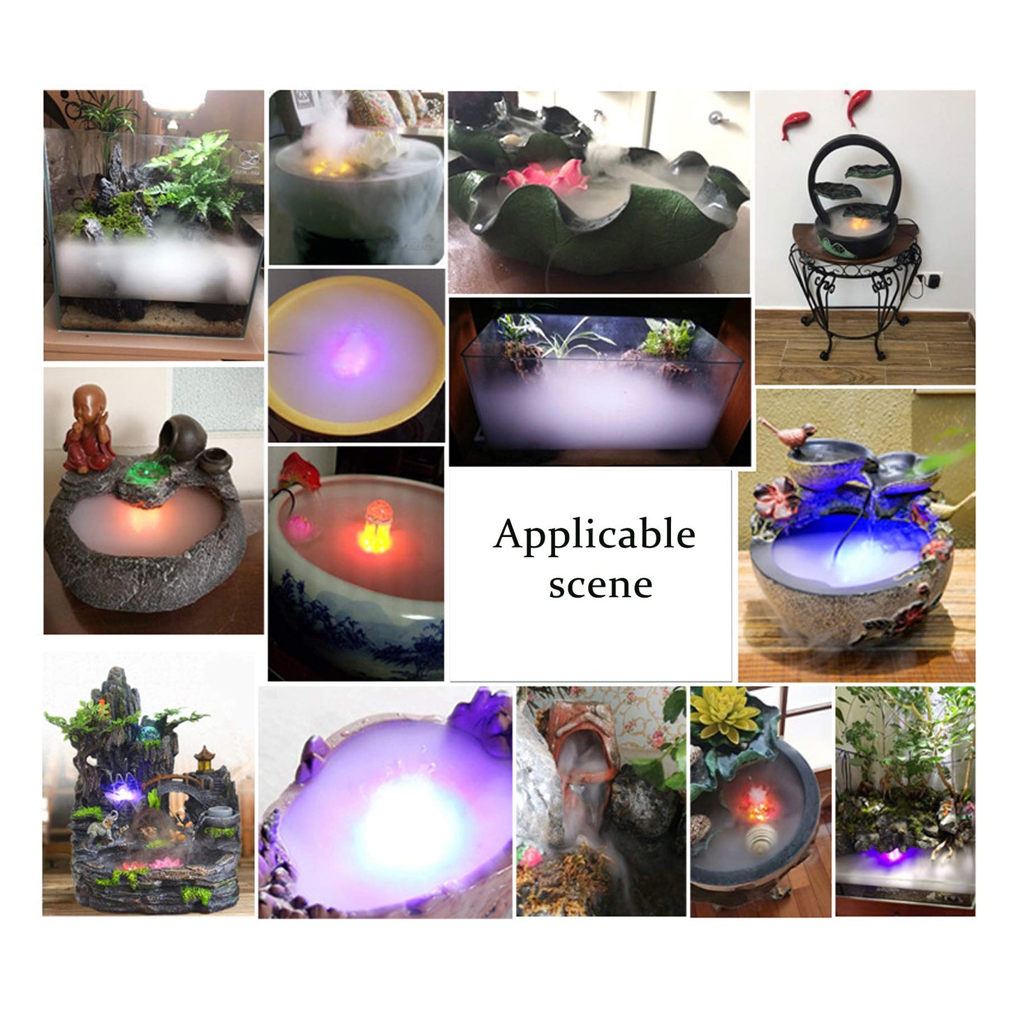Halloween Party Mist Maker,Ultrasonic Water Pond Fountain Fogger 9 LED Red Yellow and Blue Light Flashes Aluminum Atomizer Air Humidifier for and Rockery Fish Tank Vase Birdbath Deco