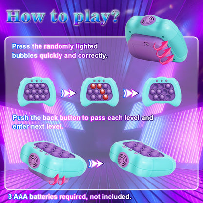AOTIBO Fast Push Machine Light Up Fidget Toys for Kids Adults, Handheld Game for Kids 3-12, Quick Push Bubble Stress Toy, Sensory Toys Travel Games, Xmas Birthday Gifts for Boys Girls (Blue - Purple)