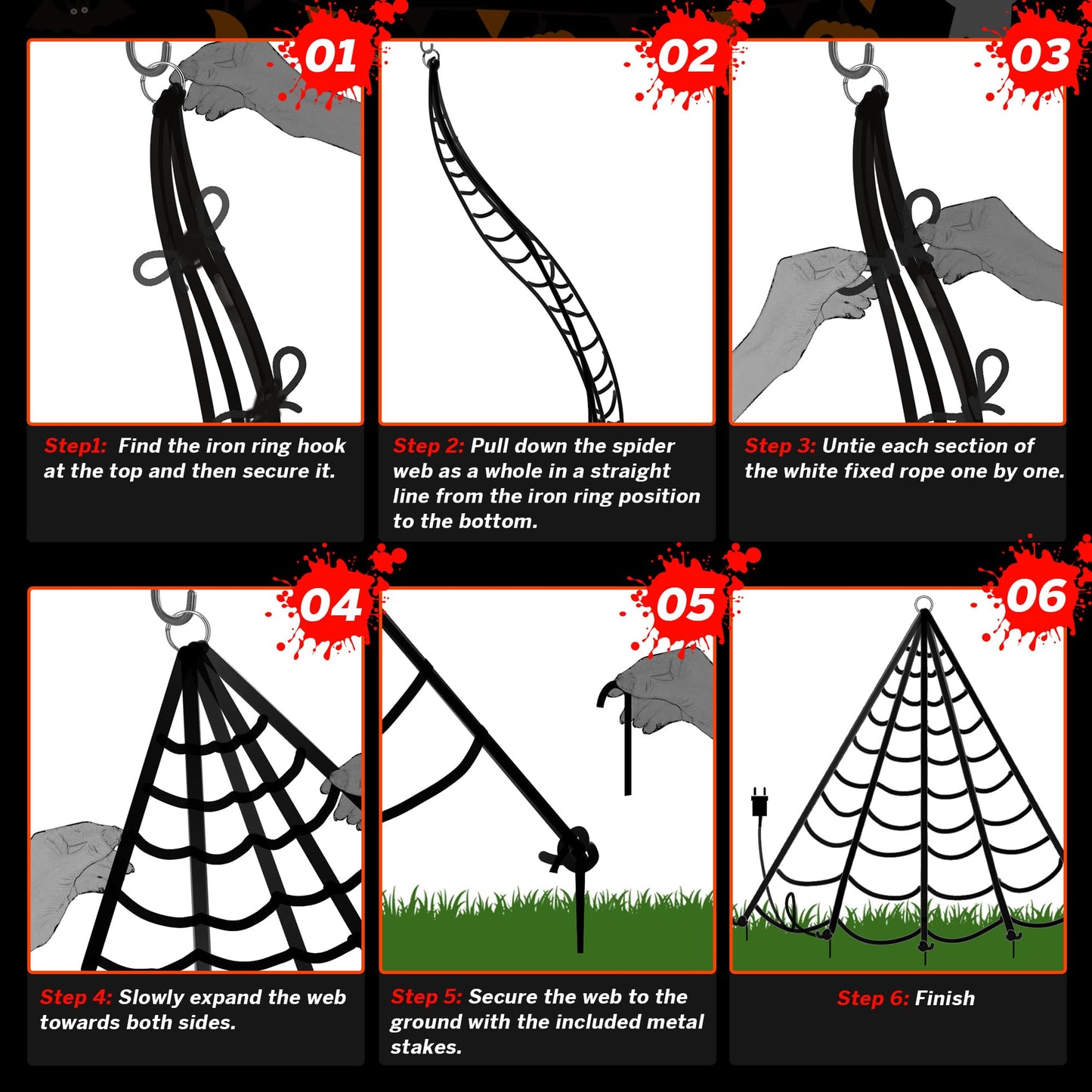 BlcTec Halloween Decorations Giant Spider Web Lights, 19.7ft x 14.7ft Lighted White Spider Web with 250 LEDs, Sturdy Wire Halloween Web Lights with 8 Modes, Waterproof for Yard, Porch Decor (Purple)