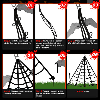 BlcTec Halloween Decorations Giant Spider Web Lights, 19.7ft x 14.7ft Lighted White Spider Web with 250 LEDs, Sturdy Wire Halloween Web Lights with 8 Modes, Waterproof for Yard, Porch Decor (Purple)