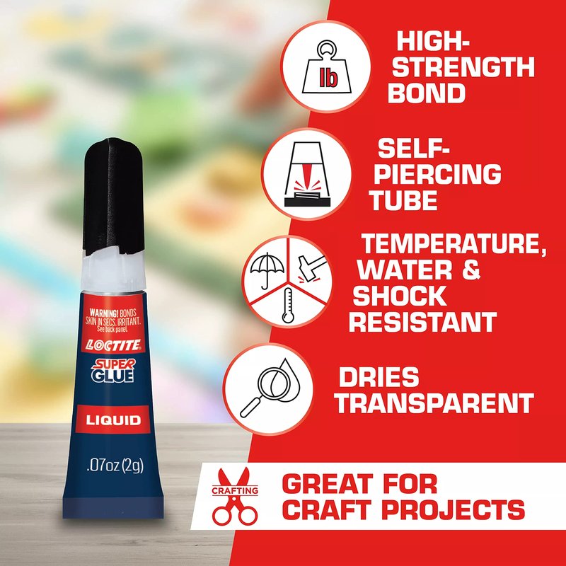 Loctite Super Glue Liquid, Clear, 0.07 fl oz Tube, 2 Pack - Superglue for Plastic, Wood, Metal, Crafts & Repair, Cyanoacrylate Adhesive Instant Glue, Quick Dry