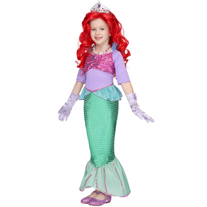 Spooktacular Creations Halloween Little Mermaid Costume for Girls, Sequin Mermaid Dress Set, Light Purple Princess Dress for Toddler Dress-Up, Cosplay Party (3T, 3-4 yrs)