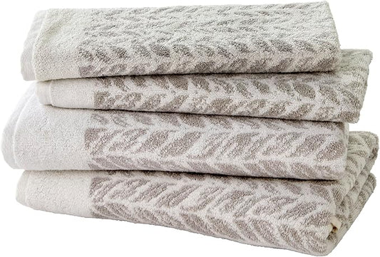 SKL Home Distressed Leaves 100% Turkish Cotton Premium 4-Piece Towel Set