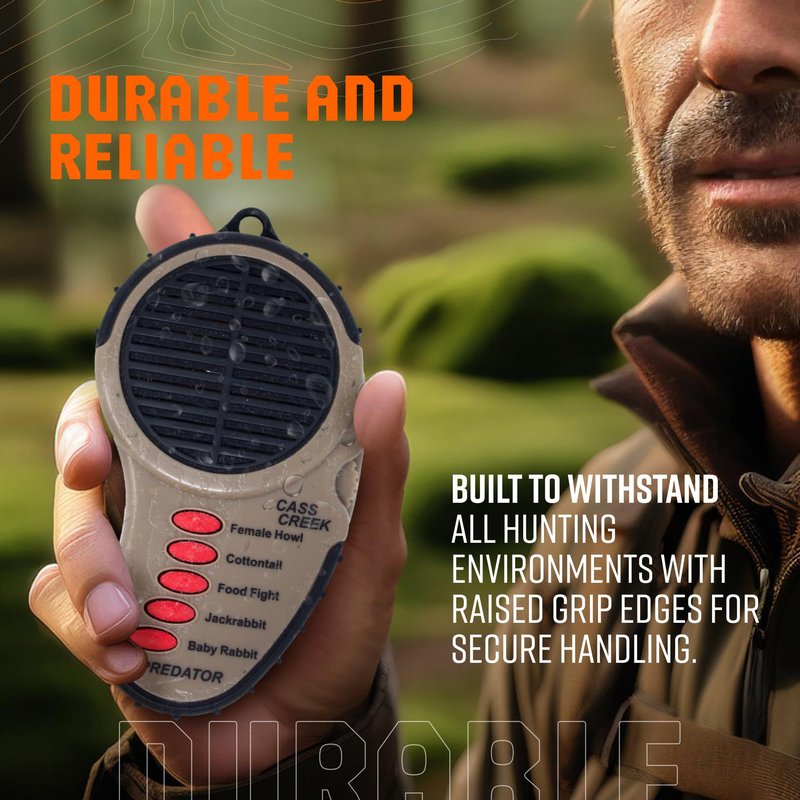 Cass Creek Ergo Electronic Predator Call, Coyote Call Device, Handheld Game Call with Authentic Animal Sounds, Compact Hunting Sound Caller