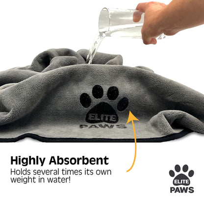 Elite Paws® UK: Ultra-Absorbent Luxury Dog Towel, Thicker Than Most, Super Soft Microfibre, Dries Pets Quickly, Large 140x70cm, Fast-Drying, Doubles as a Cozy Puppy Blanket, Machine Wash & Dry 1 Pack