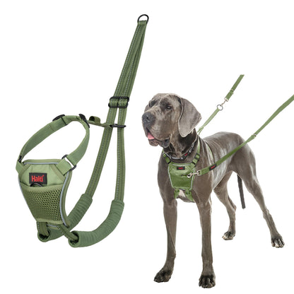 HALTI No Pull Harness - to Stop Your Dog Pulling on The Leash. Adjustable, Lightweight and Easy to Use. Reflective Dog Training Harness for Large Dogs (Size L, Forest Green)