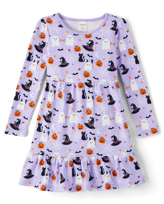 Gymboree,and Toddler Long Sleeve Knit Casual Dresses,Halloween Purple,18-24 Months