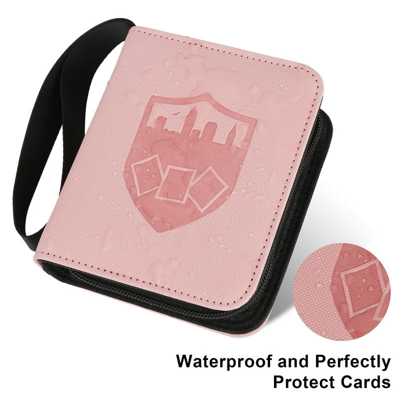 GERMUN Mini Card Binder 1 Pocket, 80 Pockets Trading Card Binder, Premium Small 2 Pocket Trading Card Collection Album Folder with 40 Sleeves Double Sided - Gifts for Kids (Pink)