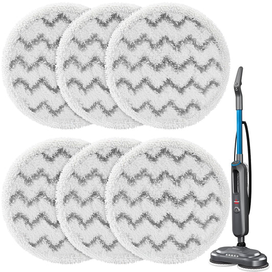 6 Pack 3897A / 3712 Rotating Steam Mop Pads Replacement for Bissell SpinWave SmartSteam Scrubbing Steam Mop Cleaner 【Models 3897A/3712 ONLY】, Washable Reuseable Refill Pads