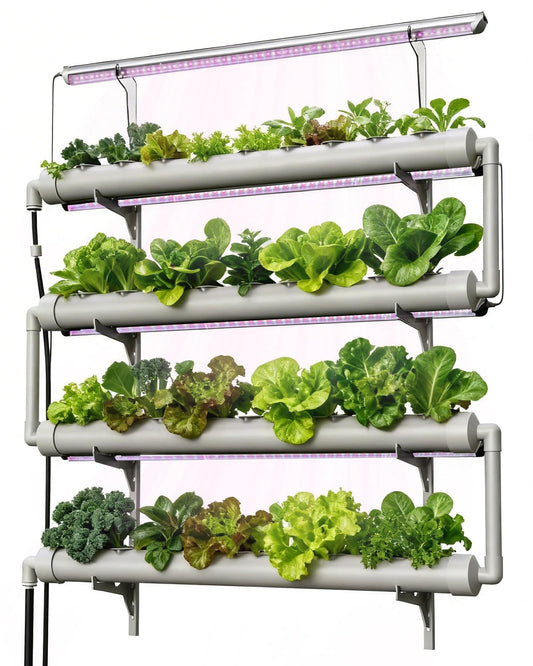 NFT Hydroponics Growing System，36 Pods Wall-Mounted Indoor Garden，Full Spectrum Grow Lights and Powerful Water Recycling System，Opaque PVC-U Hydroponic Pipes，Suitable for Leafy Greens