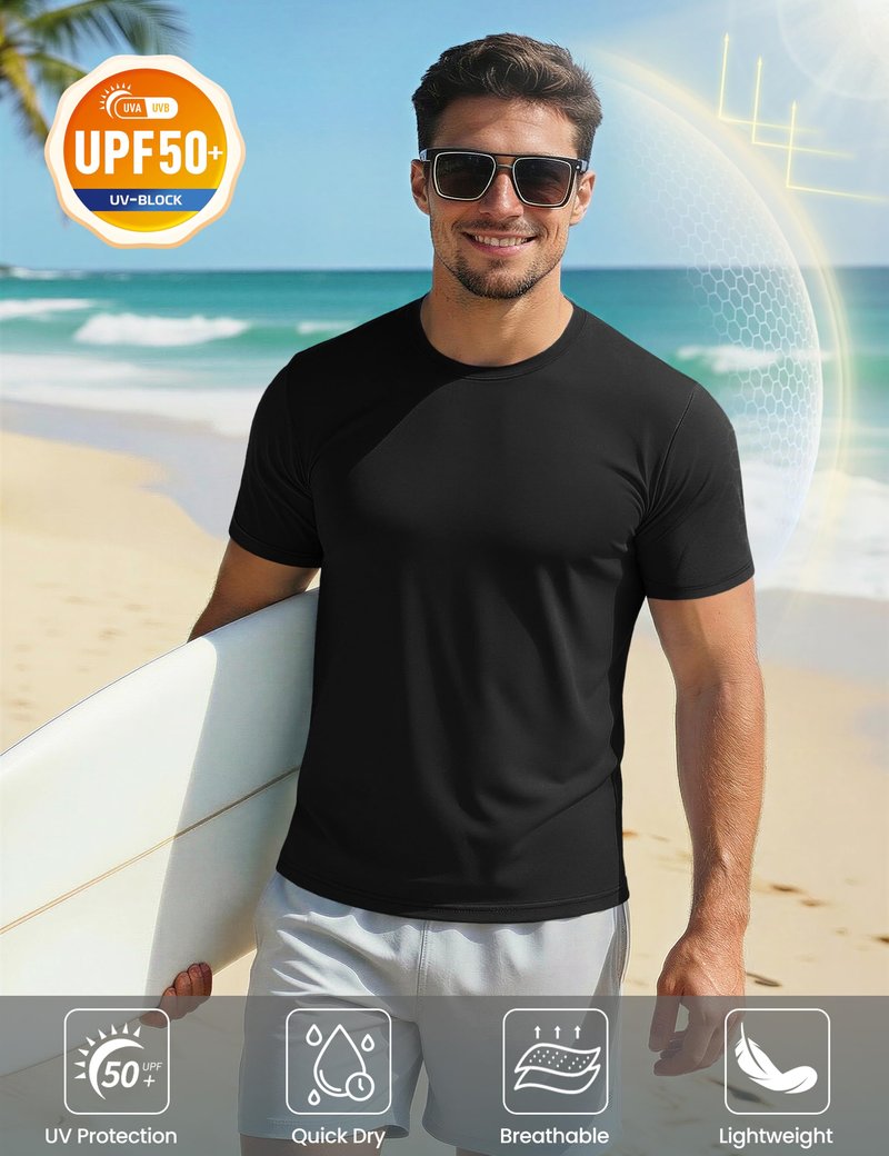 Mens T-Shirt Sun Shirts UPF 50+ Short Sleeve Fishing Shirts Quick Dry Moisture Wicking Performance Shirts Rash Guards