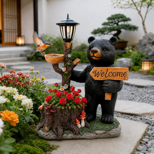 Rustic Black Bear Succulent Planter - Weather-Resistant Resin Animal Flower Pot, Unique Cabin Lodge Decor for Indoor Outdoor, Small Plant Container for Succulents Cactus, Perfect Father's Gift Idea