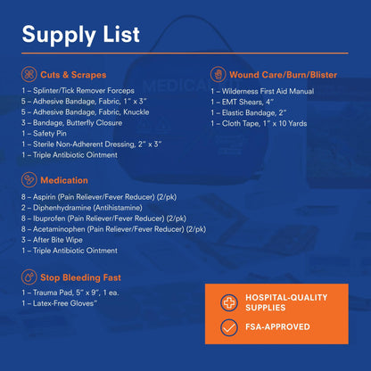 Adventure Medical Kits Mountain Series Medical Kit - Hiker - Emergency Medical First Aid Kit - For 2 People for 2 Days - Comes with a Trauma Pad, Medicine, Guide Book & More